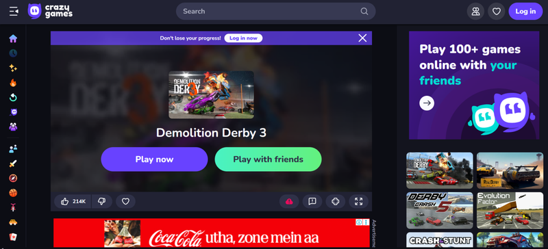 Car Game Unblocked for School Demolition Derby