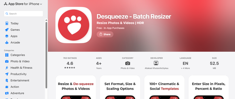 Desqueeze Batch Resizer App