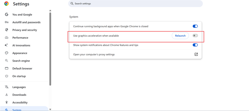 Disable Hardware Acceleration on Pc