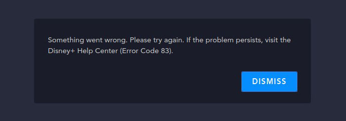 Disney Plus Error Code 83