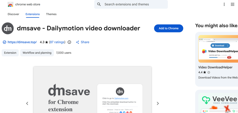 Dmsave Dailymotion Chrome Extension