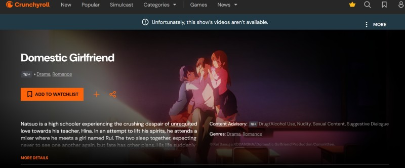 domestic girlfriend romance anime