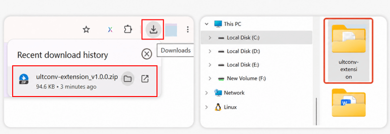 download and extract the ultconv chrome extension package