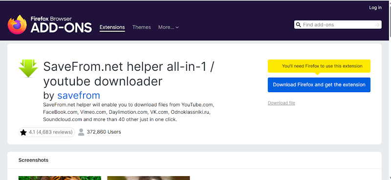 Download from YouTube Mozilla Firefox with SaveFrom.net helper