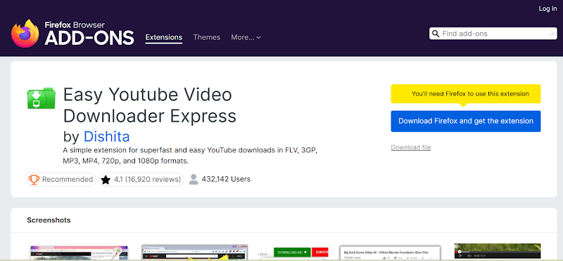 Download from YouTube Mozilla Firefox with Video Download Express