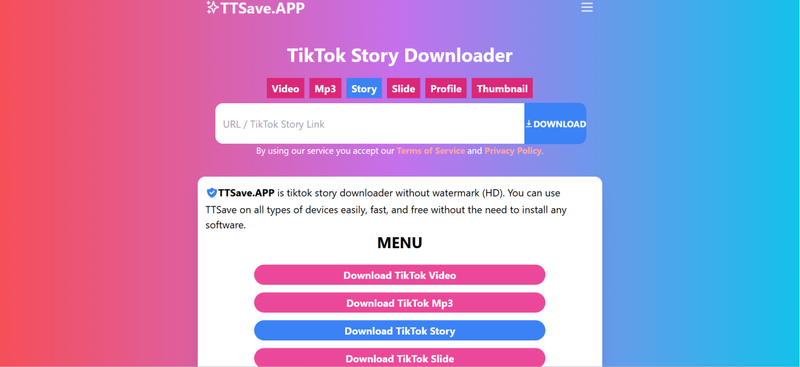 Download Tiktok Story with Ttsaveapp
