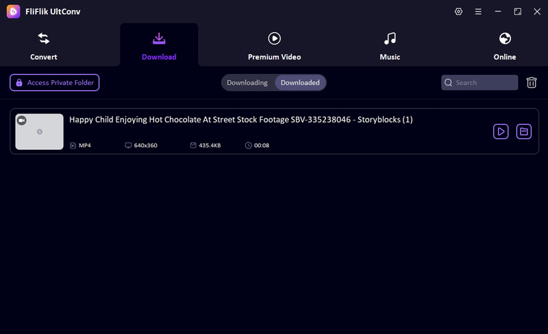 Downlaoded Storyblocks Video in Ultconv Downloader