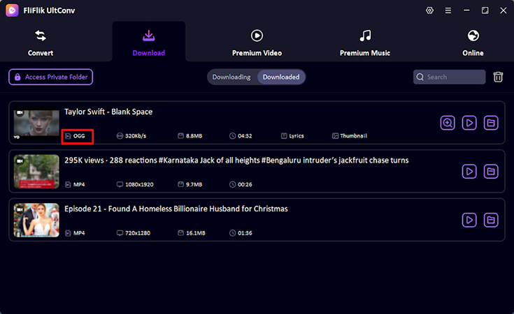 Downloaded YouTube Link to OGG