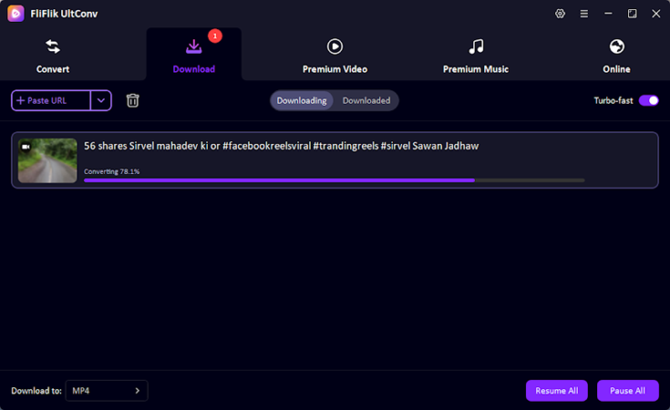 Downloading Facebook Reel with UltConv