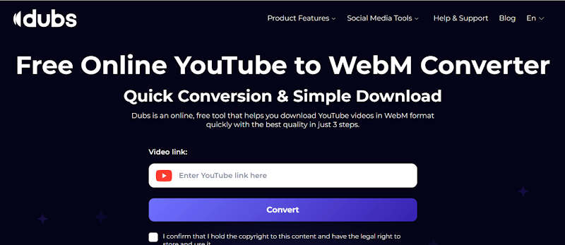 Dubs IO YouTube to WebM