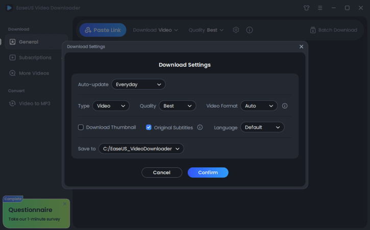 Selecting Video Format and Quality