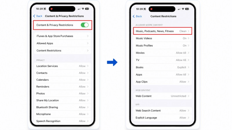 enable explicit news in apple music