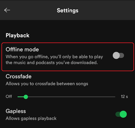 Enable Spotify Offline Mode on Mobile