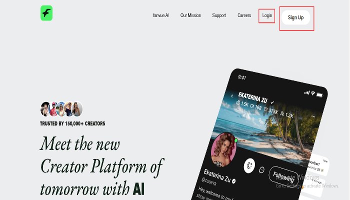 fanvue login or sign up