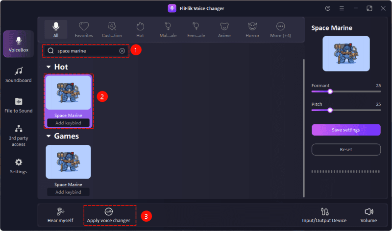 space marine voice filter
