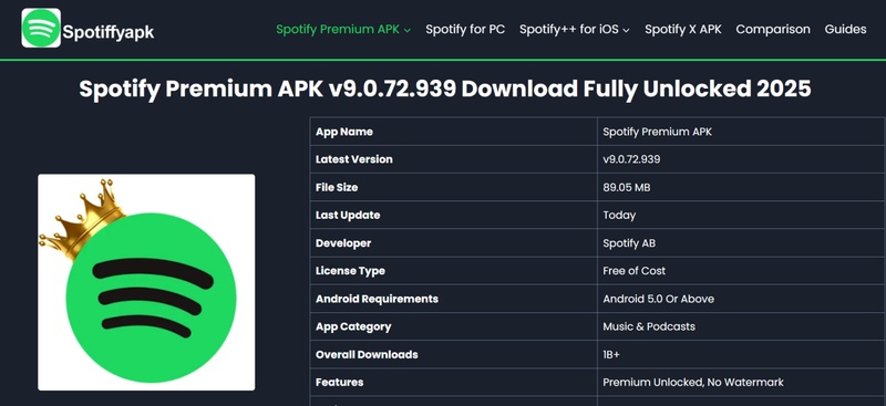 Get Spotify Premium with Apk