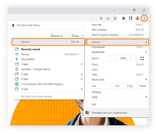 Get YouTube URL browser history