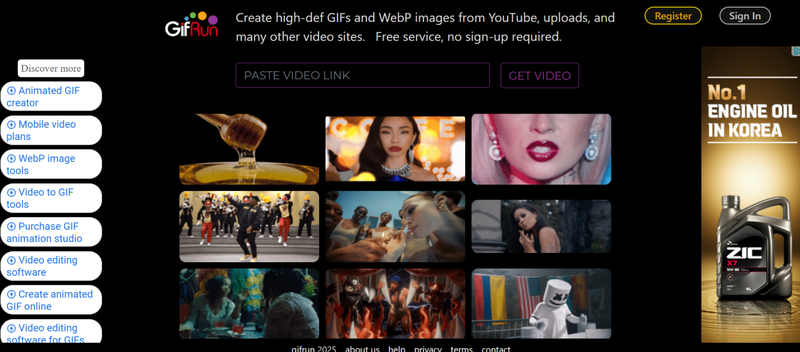 Make Gif from a Youtube Video Gifrun