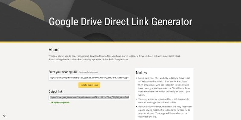 google drive direct link generator