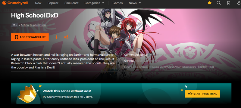 High School Dxd Anime on Crunchyroll
