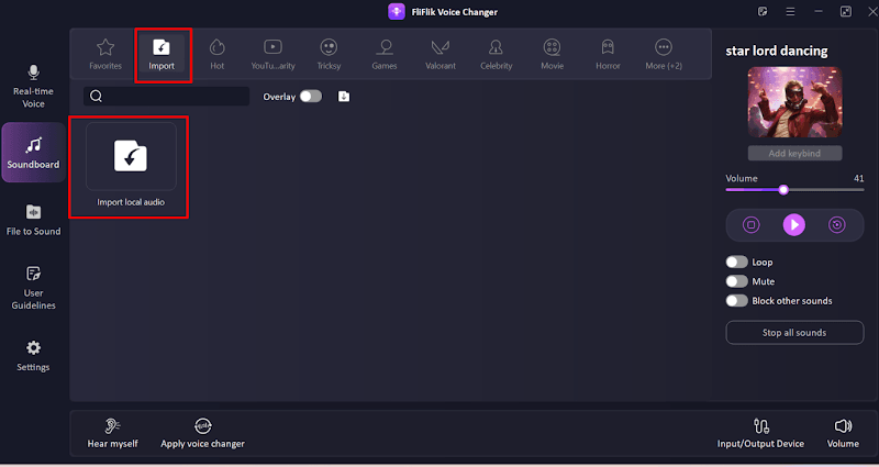 Import sound with Fliflik Voice Changer