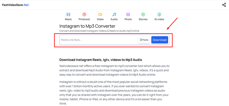 Instagram to Mp3 Fastvideosave