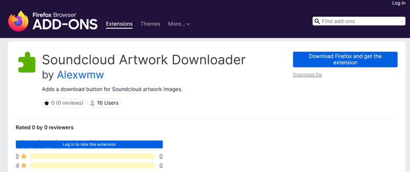 Install Soundcloud Artwork Downloader Firefox Extension