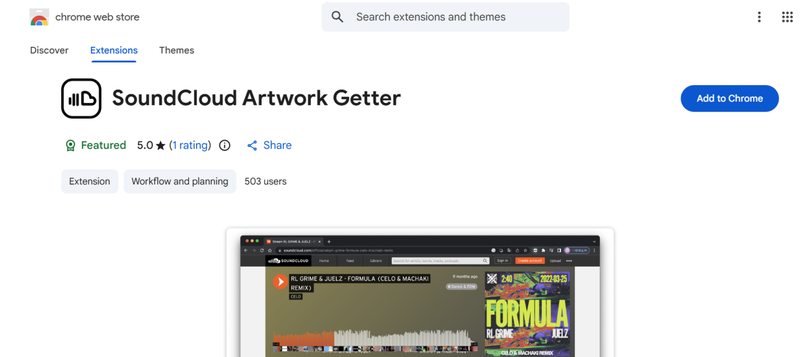Install Soundcloud Artwork Getter Chrome Extension