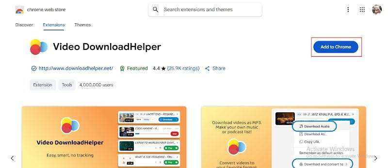 install video downloadhelper extension