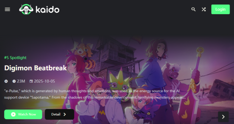 kaido to anime streaming homepage