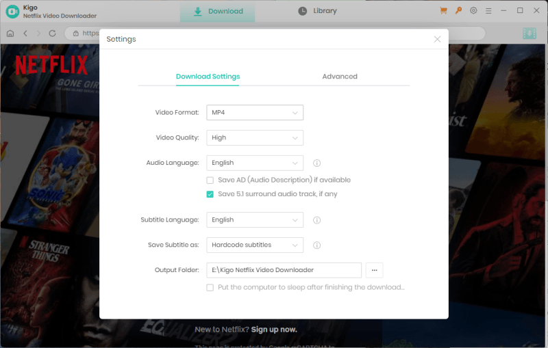 kigo setting panel