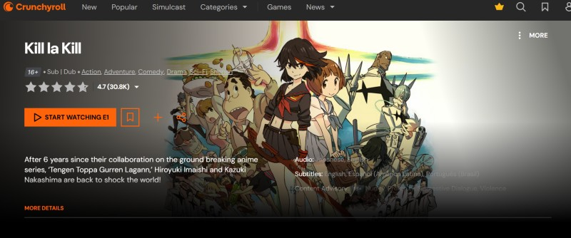 kill la kill action anime