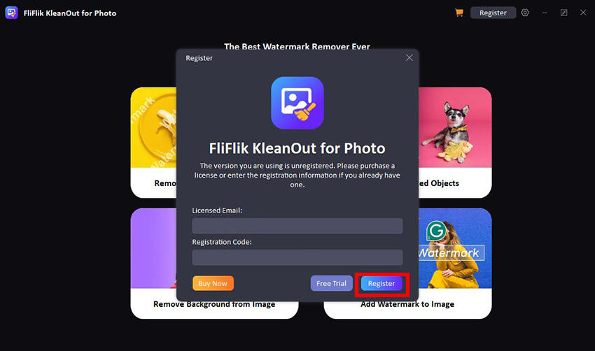 kleanout for photo register license