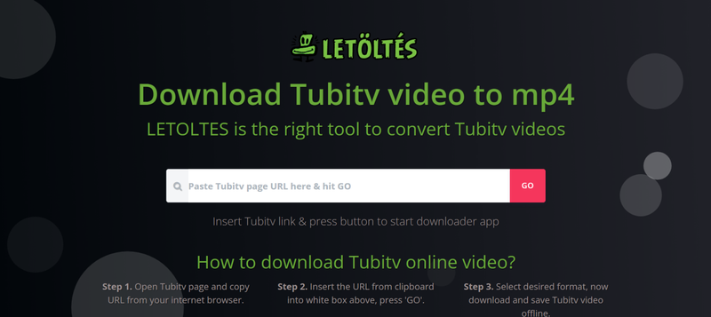 Letoltes Tub Tv Downloader Interface