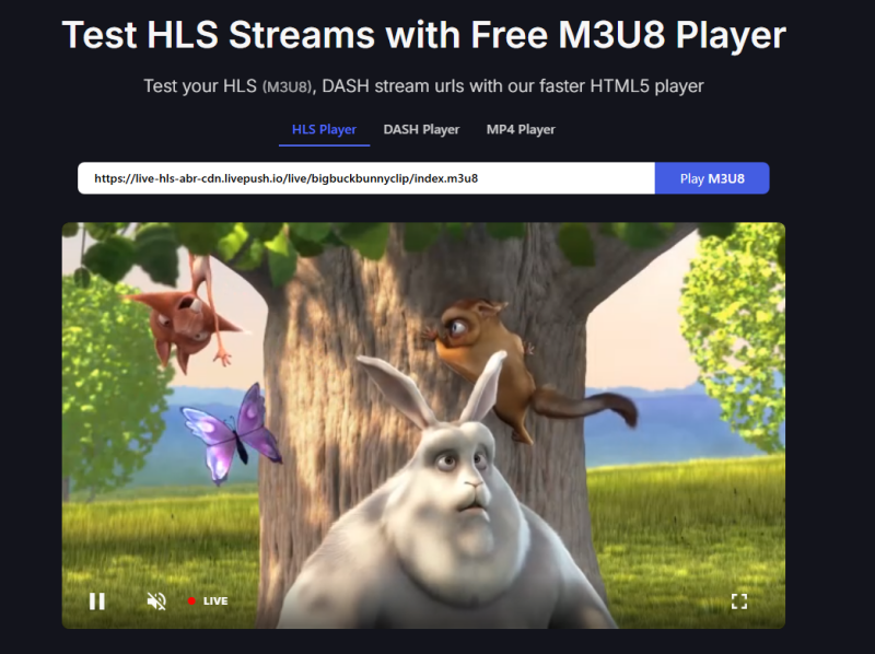 livepush hls m3u8 player