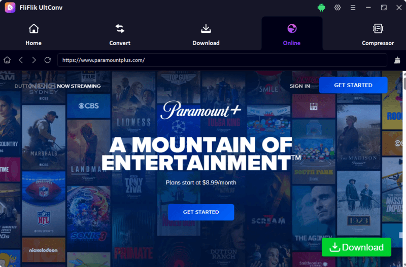 select a paramount plus video in ultconv