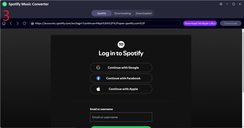 login spotify within converter