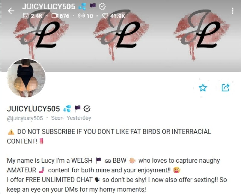 bbw creator profile lucy juicy lucy