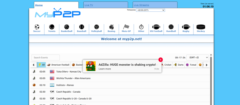 Free Sports Website Myp2p