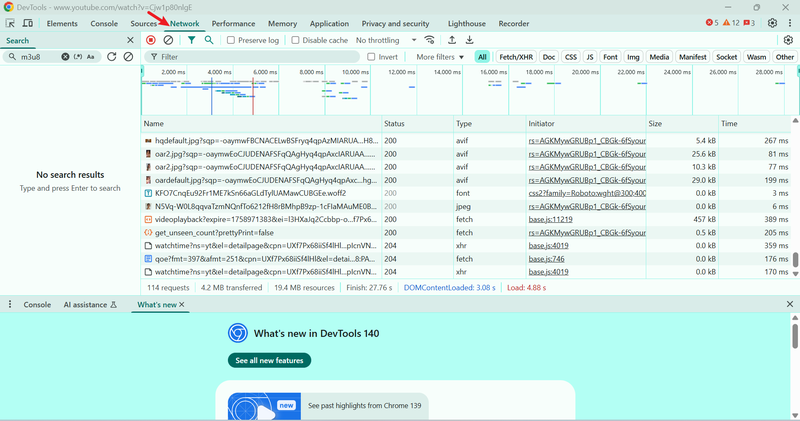Network Tab Developer Tools