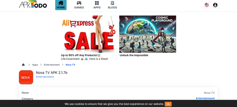 Nova Tv Streaming App Homepage