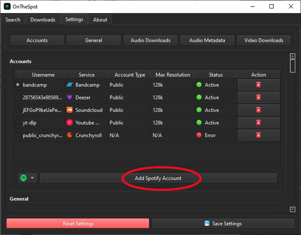 Onthespot Add Spotify Account Option