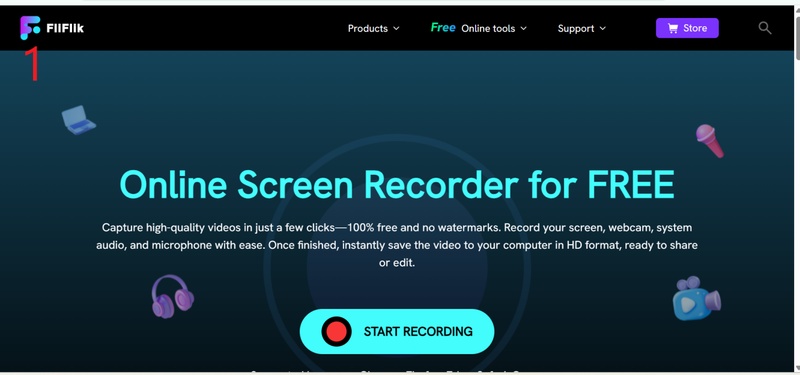 Open Fliflik Online Screen Recorder and Click Start Recording