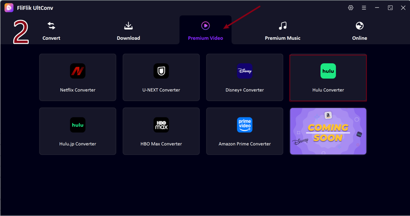 Open Hulu Converter in Ultconv