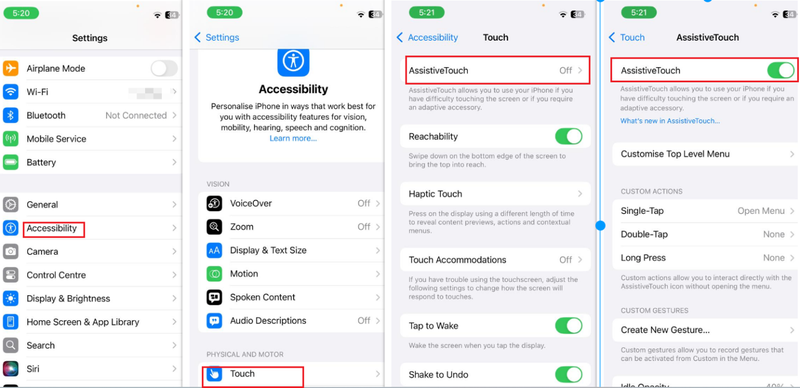 Open Iphone Accessibility Settings Assistivetouch