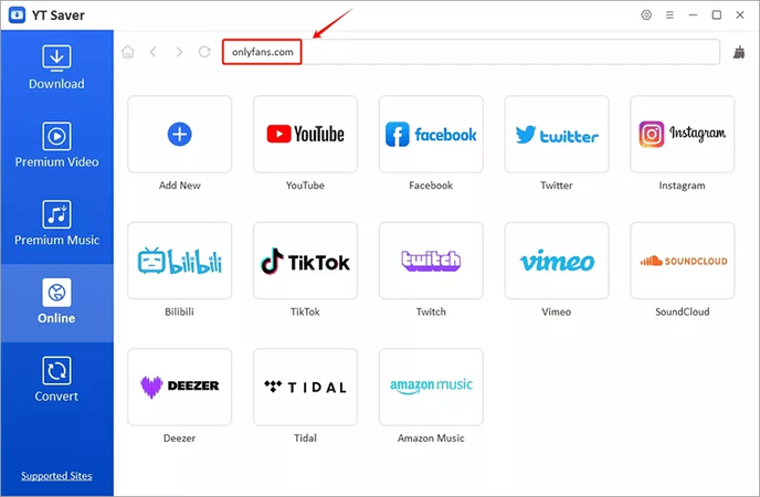 Open Onlyfans Site in Yt Saver Browser