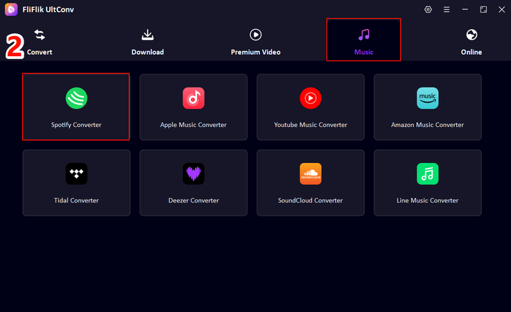 Open Spotify Converter in Fliflik Ultconv