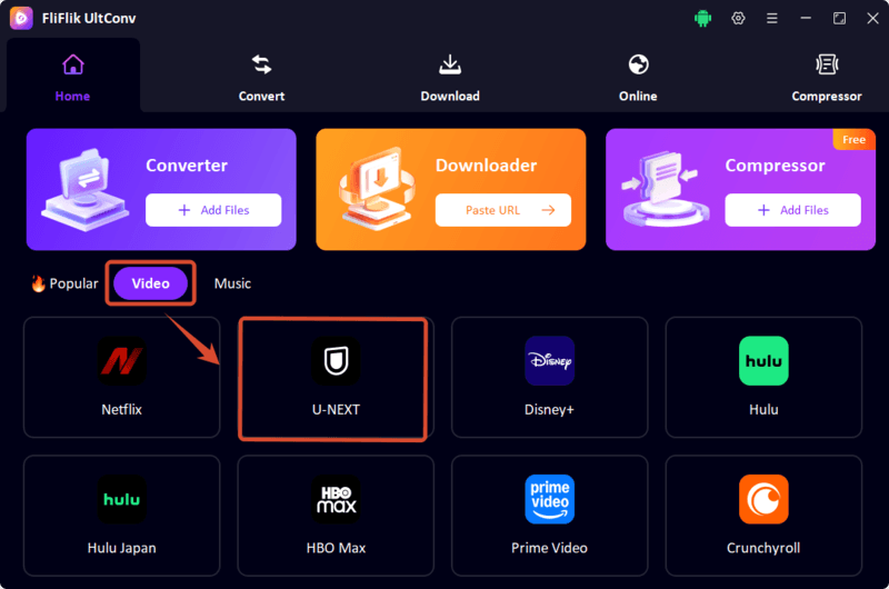open the u next downloader in ultconv