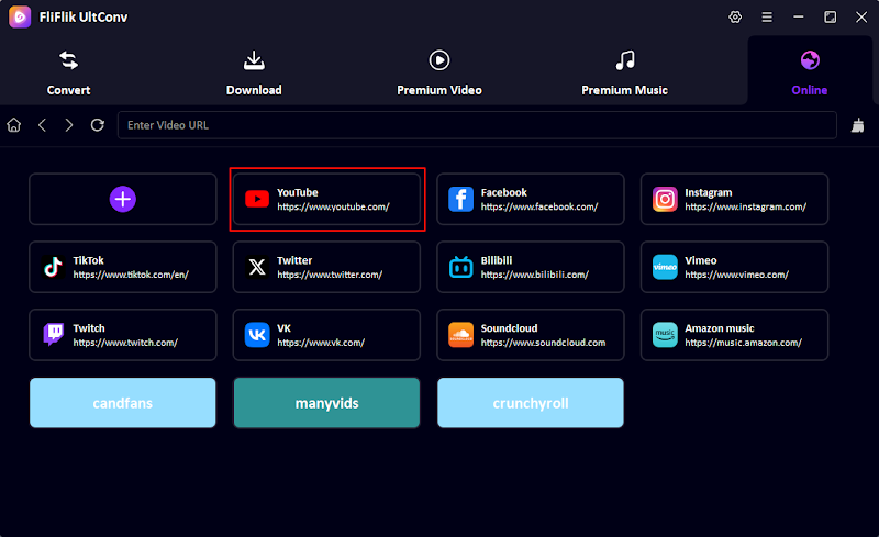 Open YouTube in Online