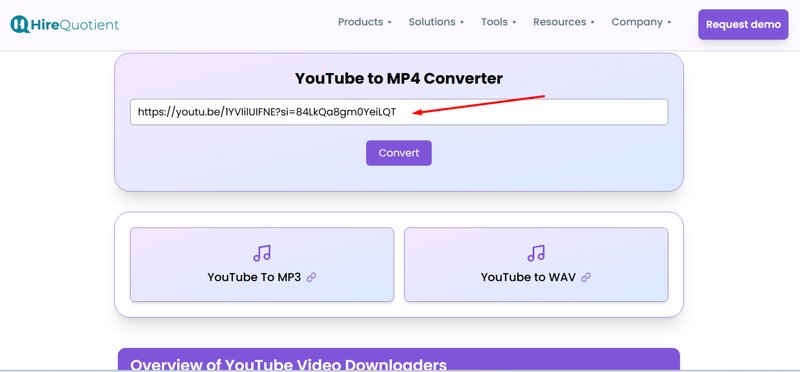 Paste Link in Hirequotient